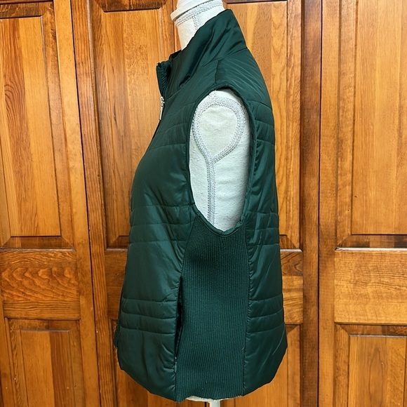 Studio Works Sport Green Side Stretch Full Zipper Puffer Vest Cold Weather Med - Picture 3 of 10